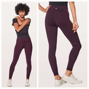 Lululemon Wunder Under Hi-Rise Tight (Full-On Luon 28") Black Cherry Sz 4